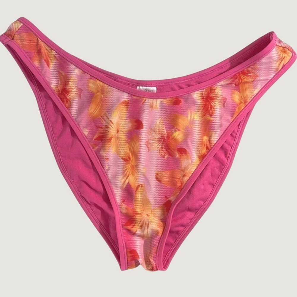 Wild Fable Low Rise Extra High Leg Cheeky Floral Bikini Bottom Women XL Pink NWT